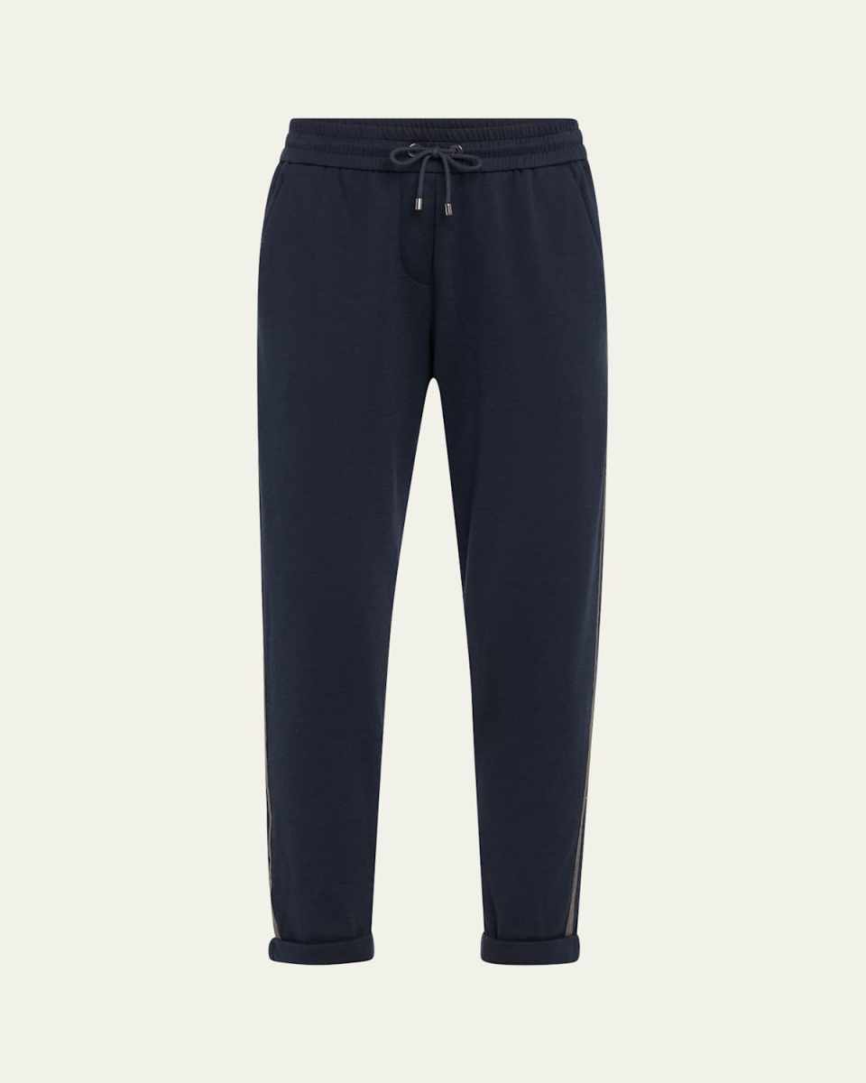 Fleece Drawstring Travel Pants with Monili Side Strip